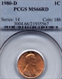 1980-D 1C MS66RD