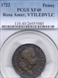1722 Penny Rosa Americana, VTILEDVLC XF40