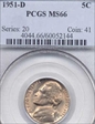 1951-D 5C MS66