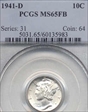 1941-D 10C MS65FB
