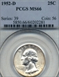 1952-D 25C MS66