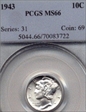 1943 10C MS66