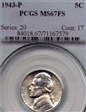 1943-P 5C MS67FS