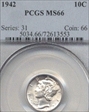 1942 10C MS66