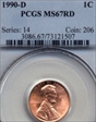 1990-D 1C MS67RD