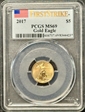 2017 $5 Gold Eagle First Strike MS69