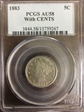 1883 5C With CENTS AU58