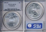 1992-D $1 Columbus MS70
