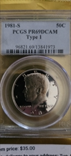 1981-S 50C Type 1 PR69DCAM