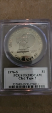 1976-S $1 Clad Type 2  Miles Signature PR69DCAM