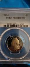 1983-S 25C PR69DCAM