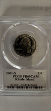 2001-S 25C Rhode Island PR69CAM