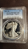 2021-W  $1 Silver Eagle - Type 2 PR70DCAM