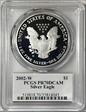 2002-W $1 Silver Eagle Mercanti Signature PR70DCAM