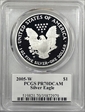 2005-W $1 Silver Eagle Mercanti Signature PR70DCAM
