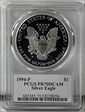 1994-P $1 Silver Eagle Mercanti Flag Signature PR70DCAM