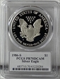 1986-S $1 Silver Eagle Mercanti Flag Signature PR70DCAM