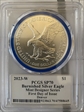 2023-W $1 Burnished Silver Eagle Mint Designer Series FDI Denver Damstra Flag SP70