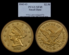 1843-O $2.50 Small Date XF45