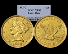 1842-C $5 Large Date XF45