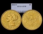 1844-O $5 AU50