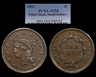 1843 1C Petite Head, Small Letters AU58BN