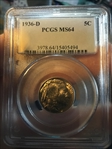 1936-D 5C MS64