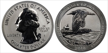 2018-S 25C Block Island NP-Silver Rev PR 50th Anniversary Set PR70