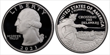 2021-S 25C Crossing the Delaware-Silver First Day of Issue PR70DCAM