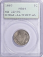 1883 5C No CENTS MS64