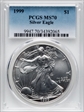 1999 $1 Silver Eagle MS70
