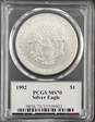 1992 $1 Silver Eagle MS70