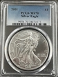2001 $1 Silver Eagle MS70