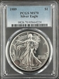 1989 $1 Silver Eagle MS70