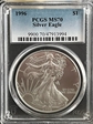1996 $1 Silver Eagle MS70