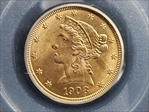 1908 $5 Liberty MS64