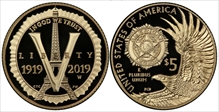 2019-W $5 American Legion 100th Ann First Strike PR70DCAM
