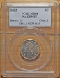 1883 5C No CENTS MS64
