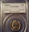 1963-D 5C MS65