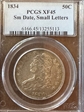 1834 50C Small Date, Small Letters XF45
