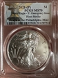 2021-(P) $1 Silver Eagle - T1 Emergency Issue Struck at Philadelphia First Strike MS70