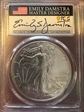 2024-(P) $1 Silver Eagle with Star Privy 1 of First 50,000 Issued Emily Damstra Flag MS70