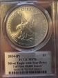 2024-(P) $1 Silver Eagle with Star Privy 1 of First 50,000 Issued Emily Damstra Flag MS70