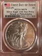2024-(P) $1 Silver Eagle with Star Privy Struck at Philadelphia First Day of Issue MS70