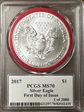 2017 $1 Silver Eagle First Day of Issue 1 of 2000 MS70