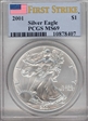 2001 $1 Silver Eagle First Strike MS69