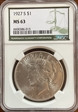 1927-S $1 Peace Dollar MS-63