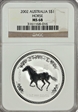 2002 Silver $1 Horse running left, Queen Tiara right MS68