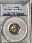 1837 10C Seated, Large Date MS63