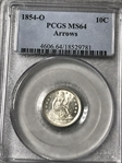 1854-O 10C MS64